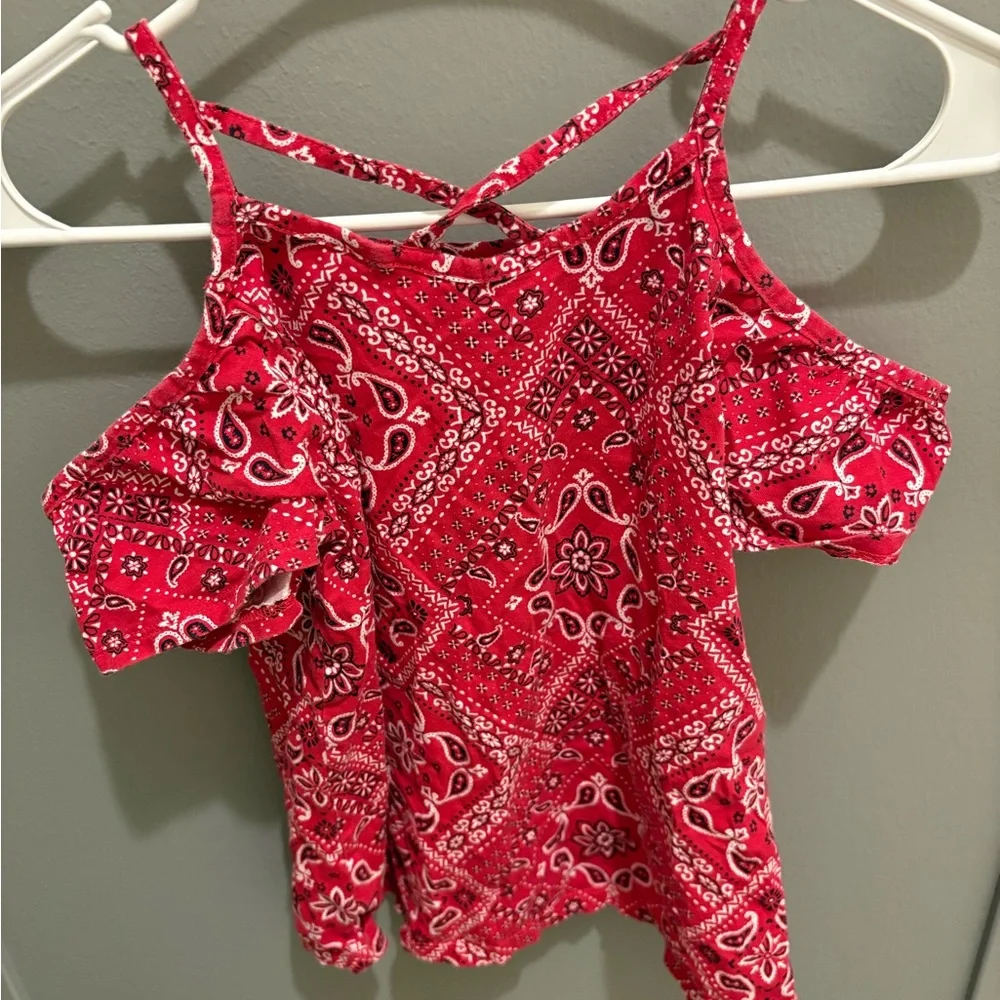 The Children's Place Red Bandana Cold Shoulder Top